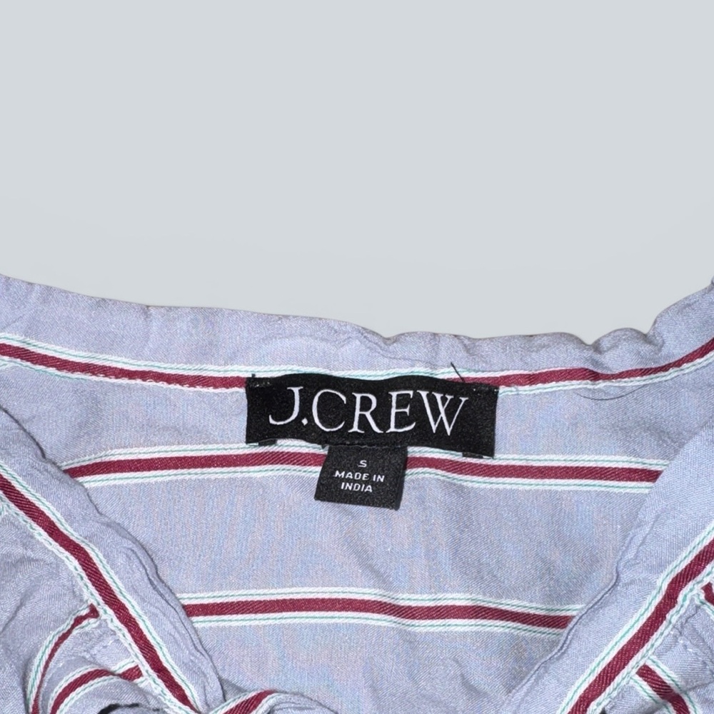 J.Crew V-Neck Tie Front Striped Cotton Modal Blouse - Picture 3 of 6